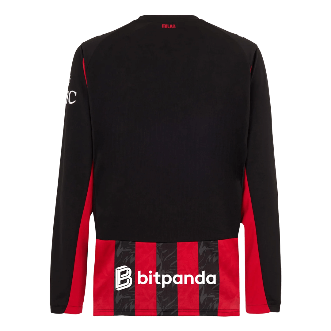 2025/26 AC Milan Long Sleeve Jersey Home Football Shirt