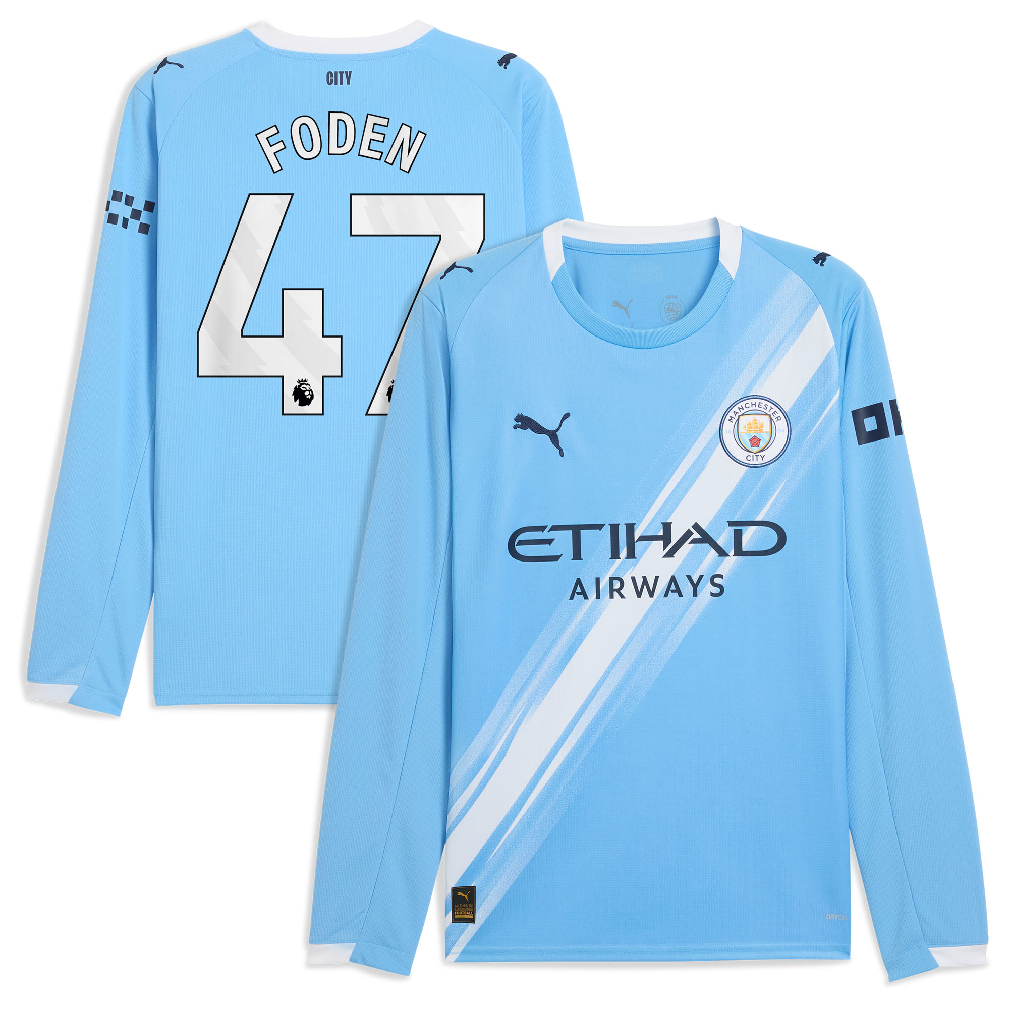 FODEN #47 2025/26 Manchester City Long Sleeves Soccer Jersey Home Custom Football Shirt