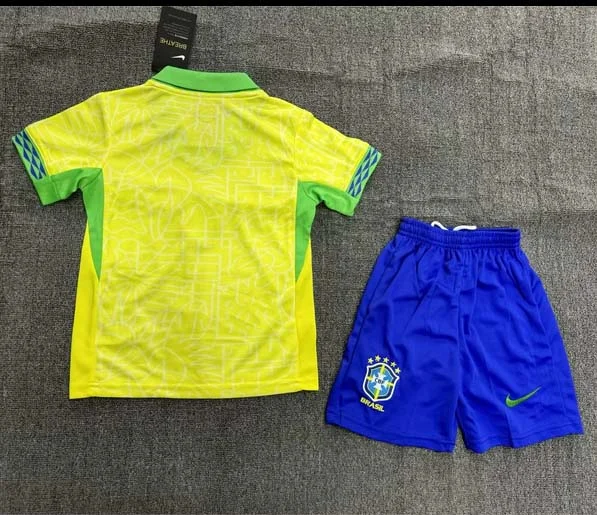 2024 Brazil Home Football Shirt Kids Kits