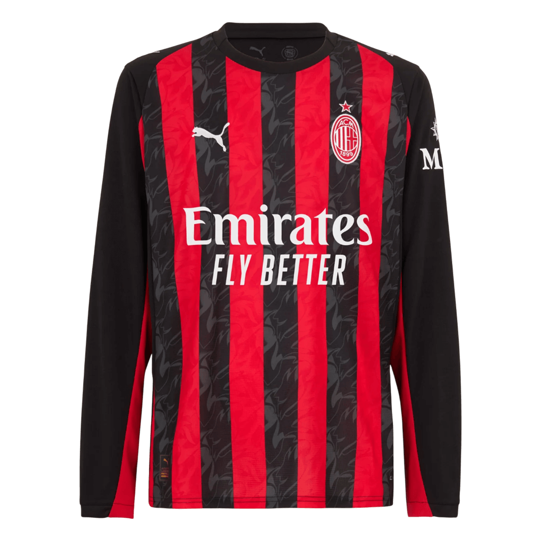 2025/26 AC Milan Long Sleeve Jersey Home Football Shirt