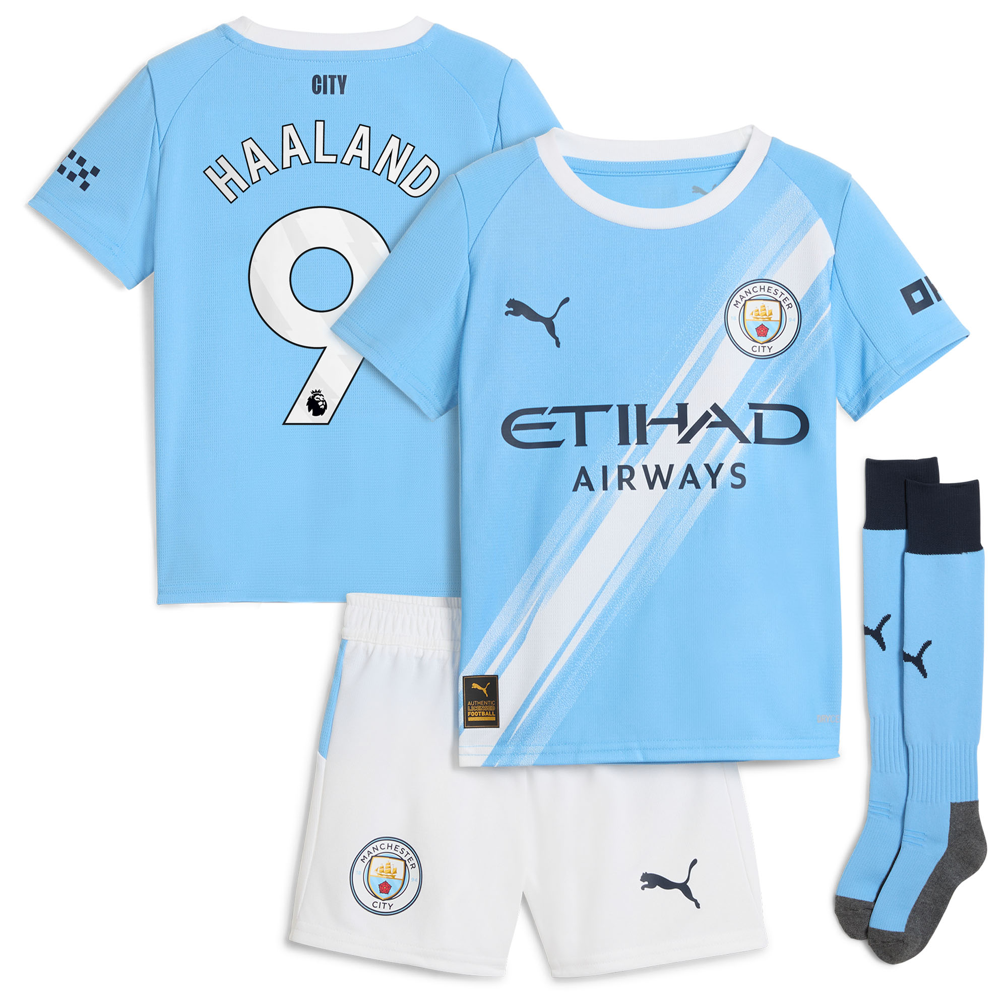 Erling Haaland #9 2025/26 Manchester City Home Kids Kits Full Soccer Football Shirt