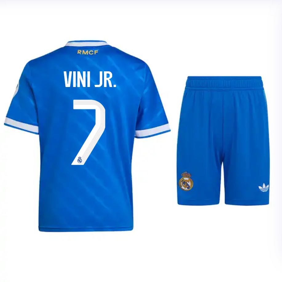 VINI JR. #7 2025/26 Real Madrid Third Away Kids Kits Full Soccer Football Shirt