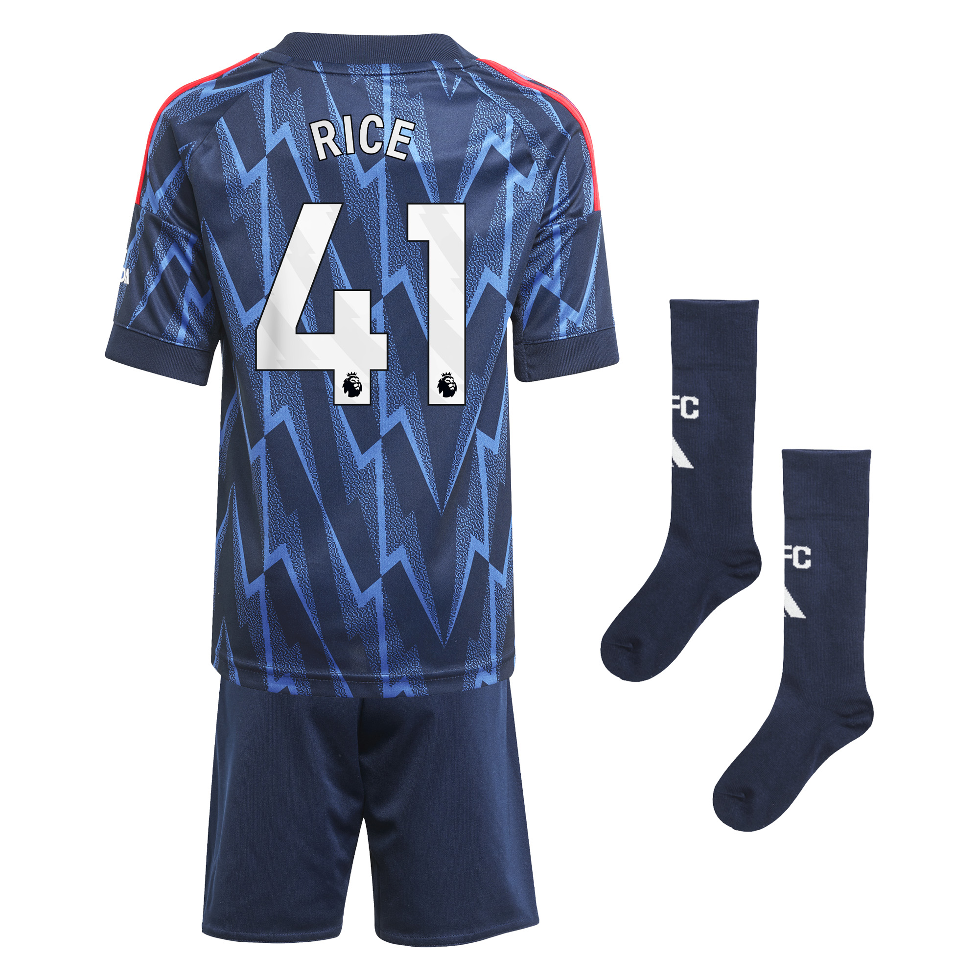 RICE #41 2025/26 Arsenal Away Kids Kits Full Soccer Football Shirt
