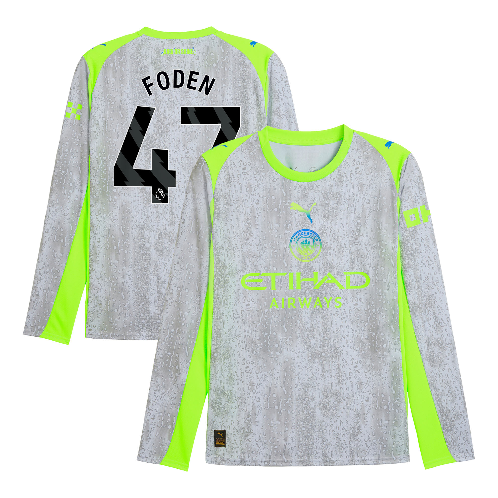FODEN #47 2025/26 Manchester City Long Sleeves Soccer Jersey Third Away Custom Football Shirt
