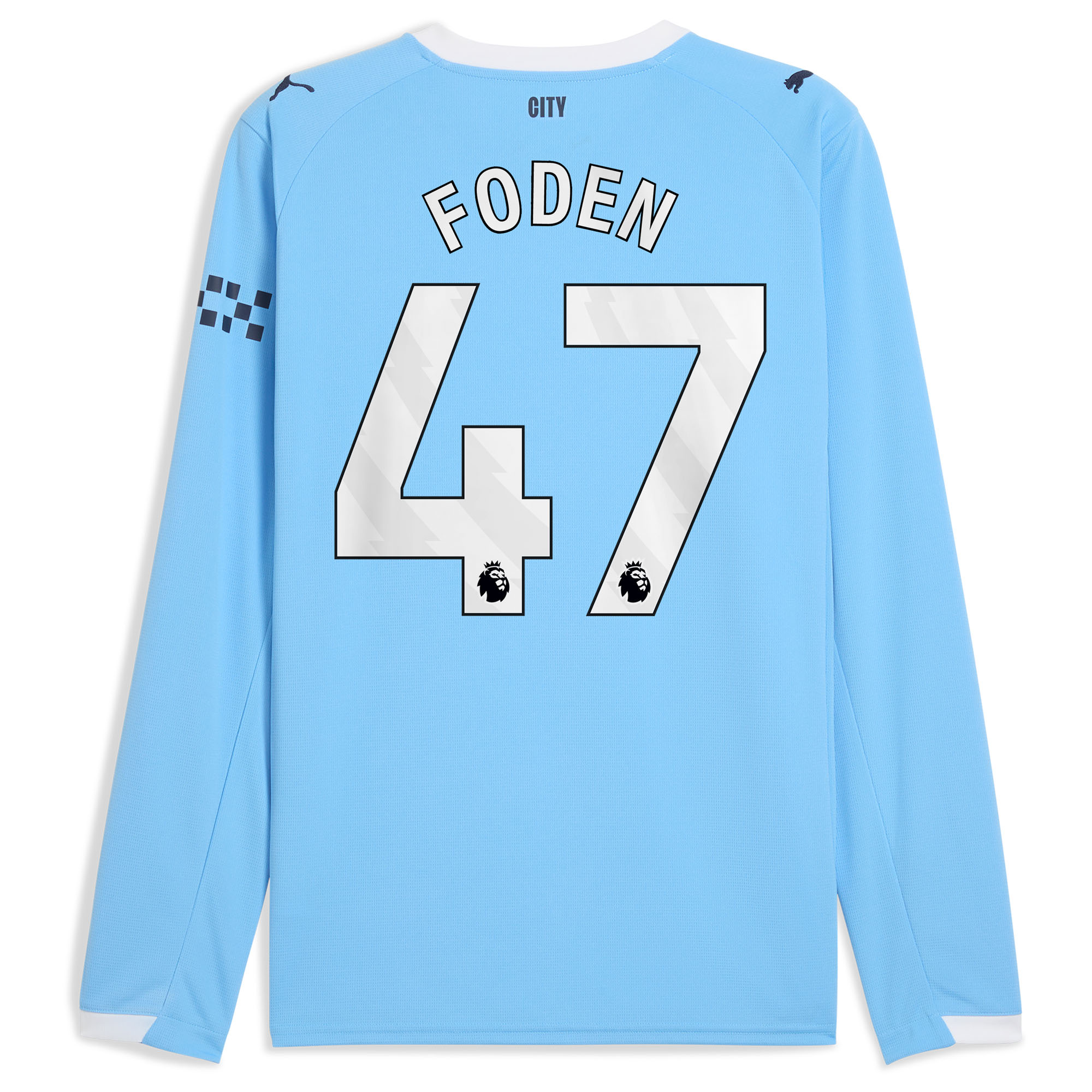 FODEN #47 2025/26 Manchester City Long Sleeves Soccer Jersey Home Custom Football Shirt