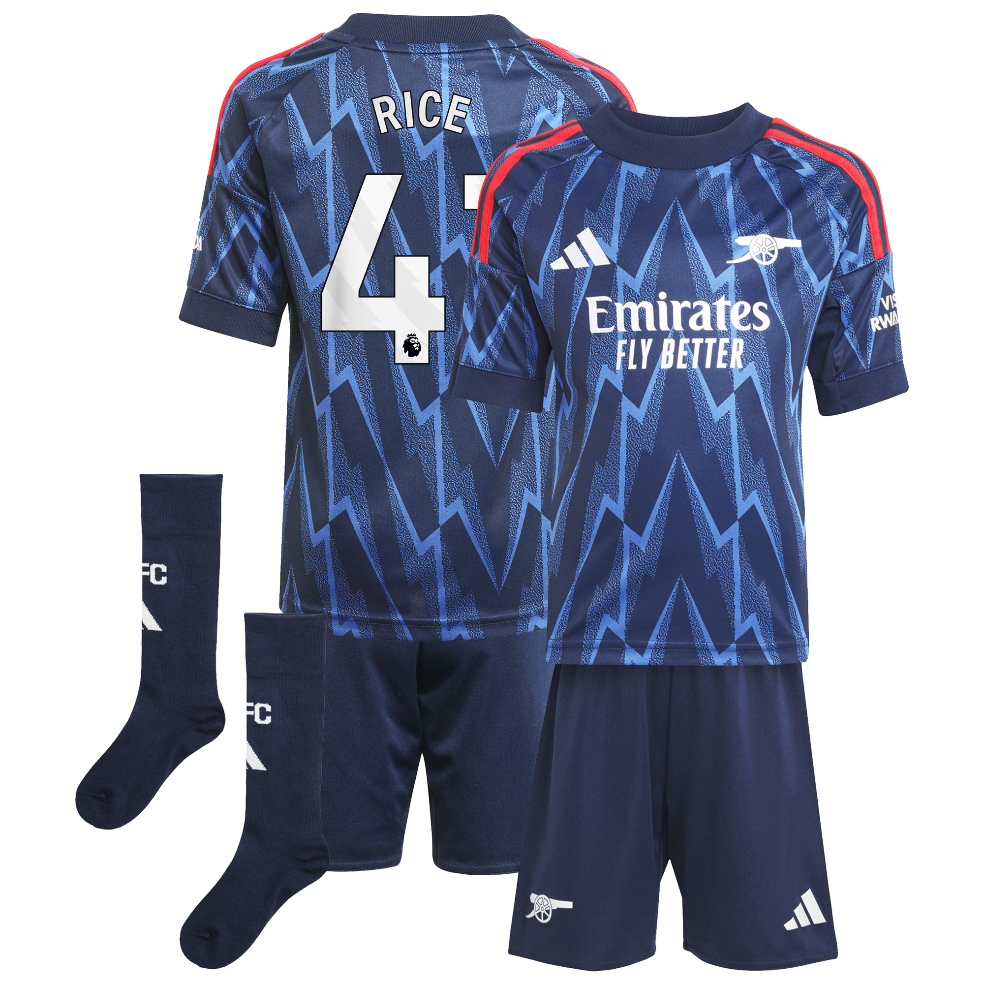 RICE #41 2025/26 Arsenal Away Kids Kits Full Soccer Football Shirt