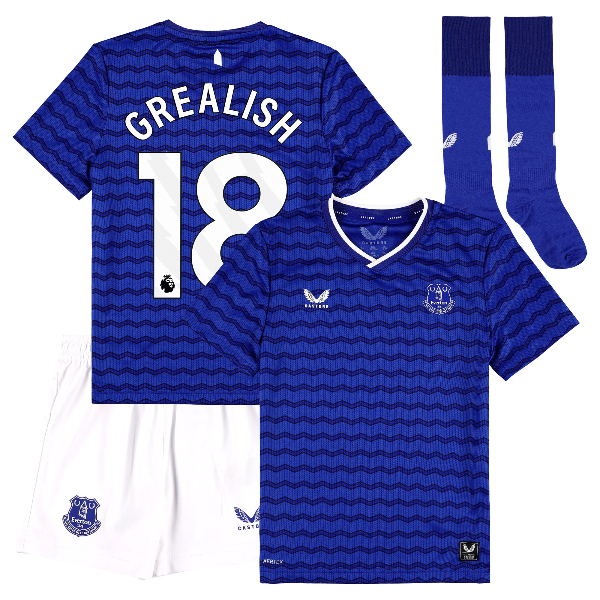 GREALISH #18 2025/26 Everton Home Kids Kits Full Soccer Football Shirt