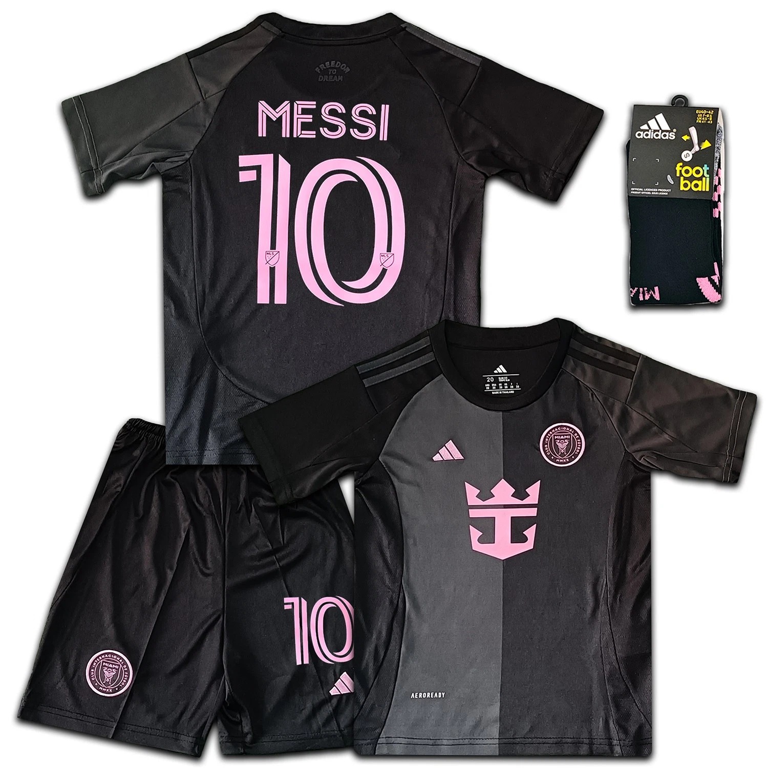 MESSI #10 Inter Miami CF Away Kids Kits Full Soccer Football Shirt