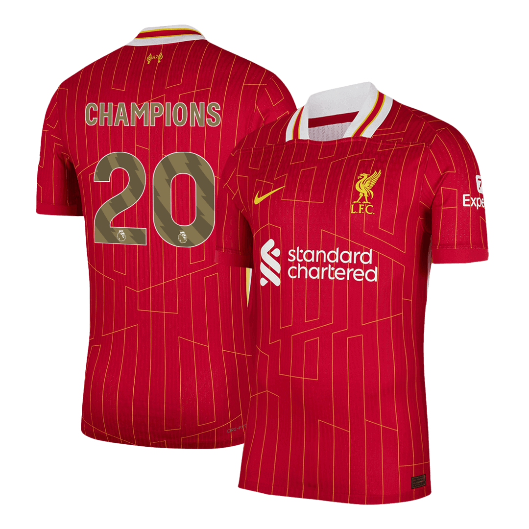 CHAMPIONS #20 2024/25 Liverpool Soccer Jersey Home Custom Football Shirt Fan Version